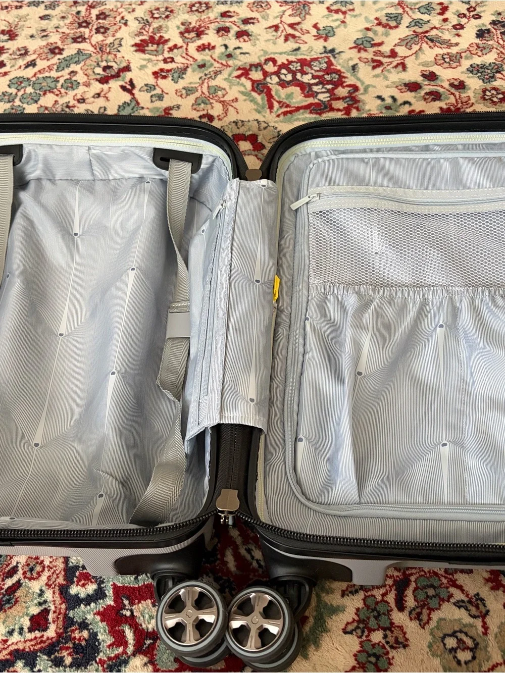 Delsey Paris 20” Carry-On Hardside Spinner Luggage – Silver/Gray